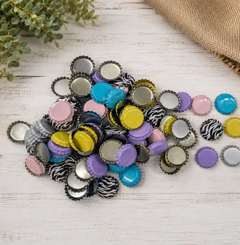 120 Assorted Metal Bottle Caps Crafts Home Brewing DIY Mixed Colors & Zebra New